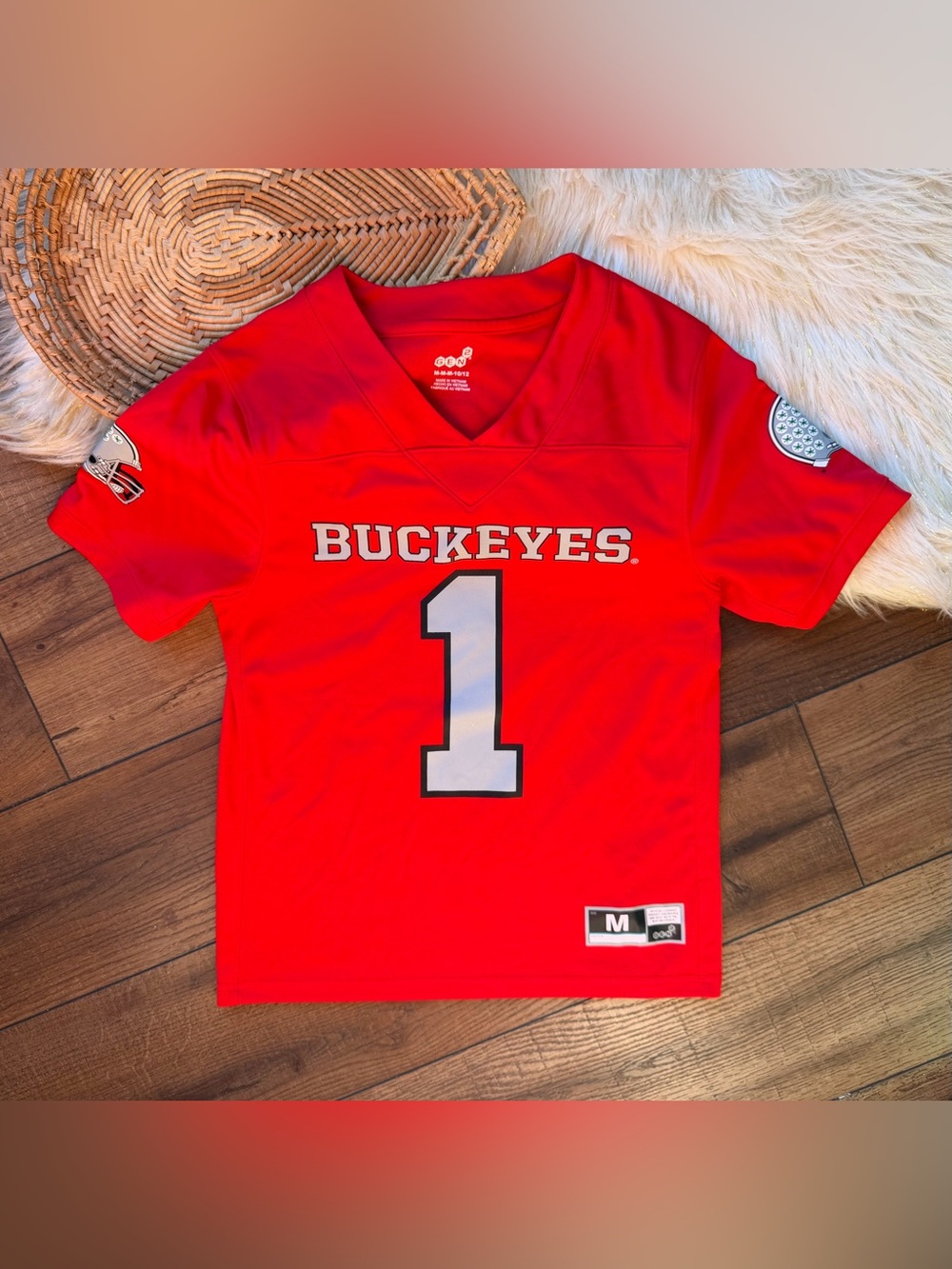 Ohio State Buckeyes Red Football Short Sleeves Jersey Youth Size 10/12 Medium